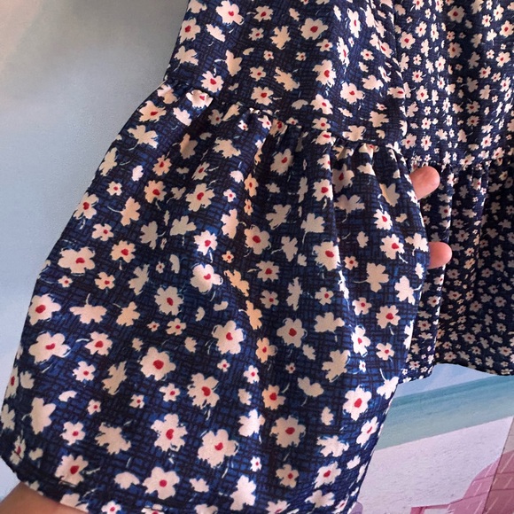 Elegant Blue and Purple Peplum Bell Sleeve Blouse - Picture 4 of 5